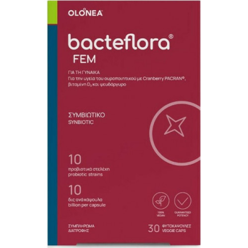Olonea Bacteflora FEM, Συμβιωτικό για την Γυναίκα και την Υγεία του Ουροποιητικού 30 Φυτοκάψουλες