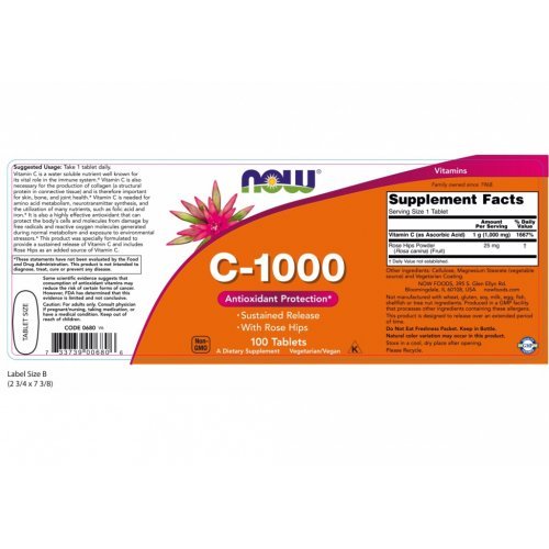 NOW VITAMIN C-1000 SUSTAINED RELEASE 100 Ταμπλέτες
