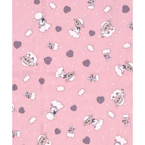 DIMcol ΣΕΝΤΟΝΑΚΙ ΛΙΚΝΟΥ ΒΡΕΦ Flannel Cotton 100% 80Χ110 Προβατάκι 05 Pink 1914453706600579