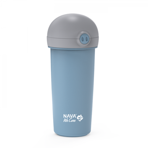 NAVA Μπουκάλι πλαστικό με καλαμάκι σιλικόνης "We Care", μπλε 380ml 10-259-041