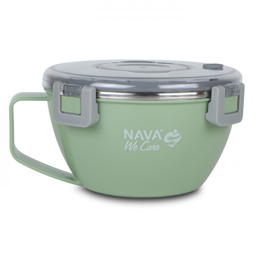 NAVA Δοχείο φαγητού-θερμός ανοξείδωτο στρογγυλό "We Care", πράσινο 850ml 10-262-013
