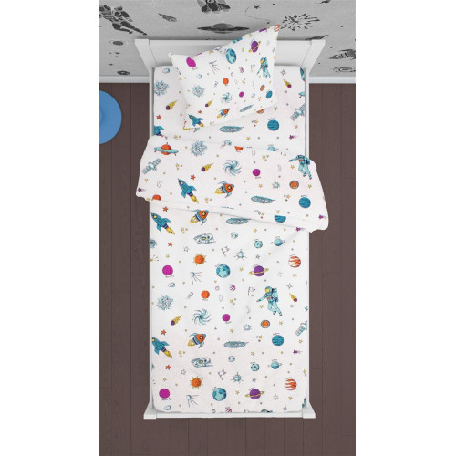 DIMCOL ΣΕΝΤΟΝΙΑ ΕΜΠΡΙΜΕ ΣΕΤ 2ΤΕΜ KIDS SPACE 188 160X240 COTTON 100% WHITE 32112123013